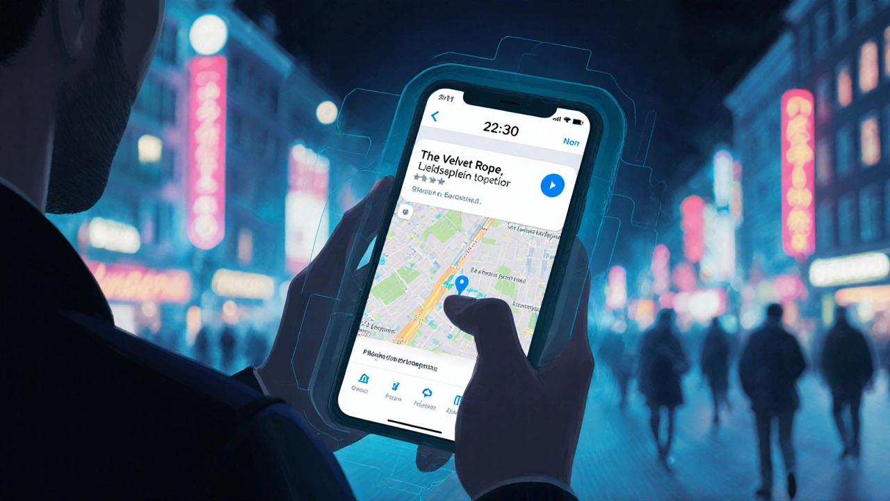 Man sending his location to a trusted contact on his phone at night in the city.
