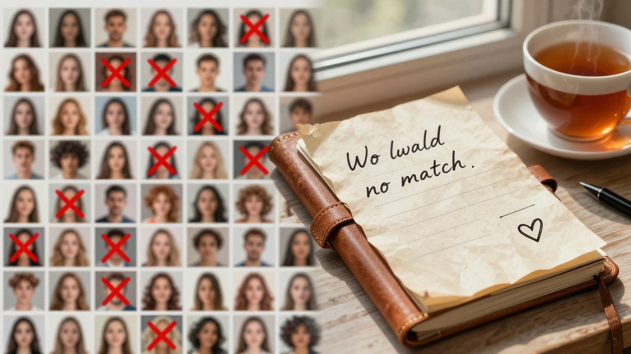 Een contrast tussen een chaos van datingapps en een enkel, handgeschreven matchadvies.