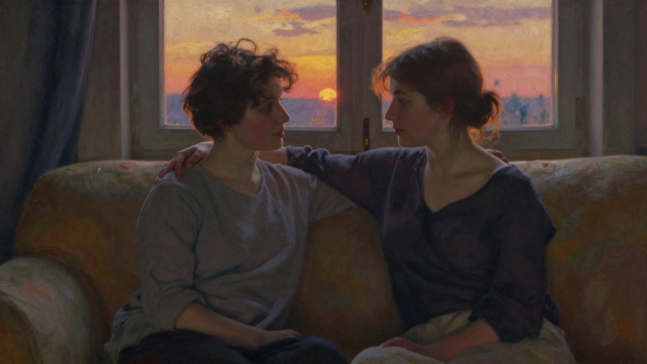 Koppel ondersteunt elkaar tijdens emotioneel gesprek op de bank