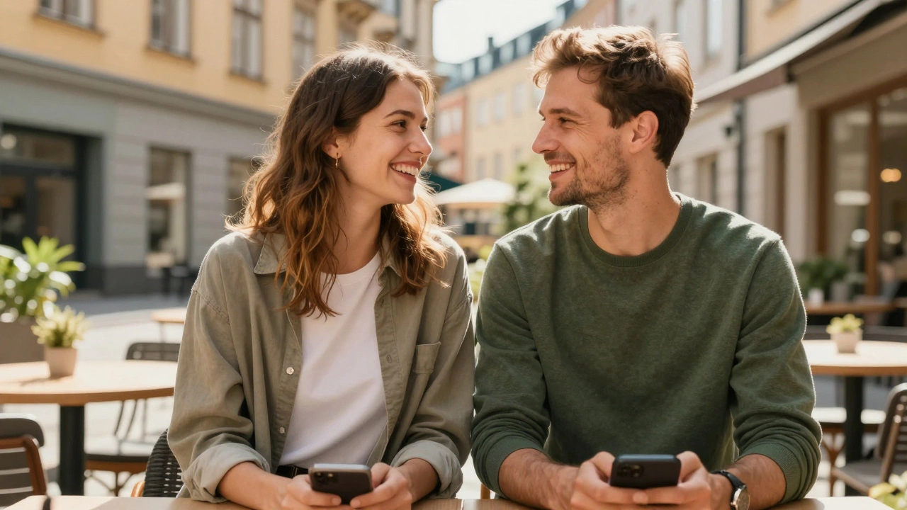 Authentiek contact tussen twee personen tijdens een date
