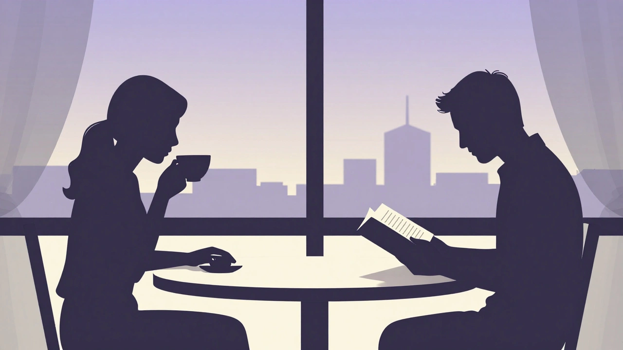 Twee partners in rustige coexistentie, zonder fysiek contact, maar met vrede tussen hen.